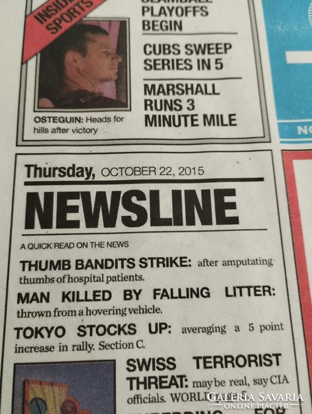 2015 október 22 (A Vissza a jövőbe )  /  USA TODAY  /  Eredeti, régi újságok, képregények, magazinok