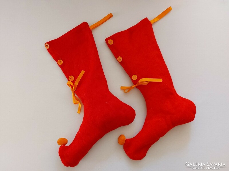 Fireplace socks tufted red Christmas elf socks 2 pcs