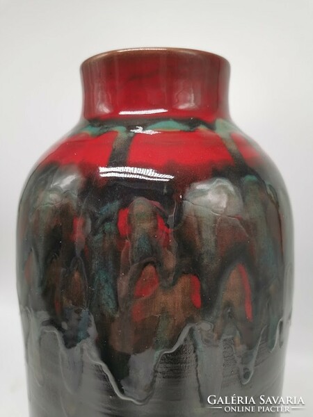 Large, 35 cm retro vase, Hungarian applied art ceramics, massive, heavy