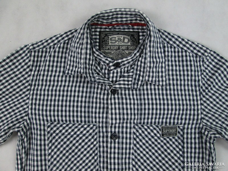 Original superdry (s) sporty elegant checkered short-sleeved men's shirt