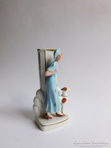 Wagner&apel (bertram) - lady with dog - figural mini vase, 30s