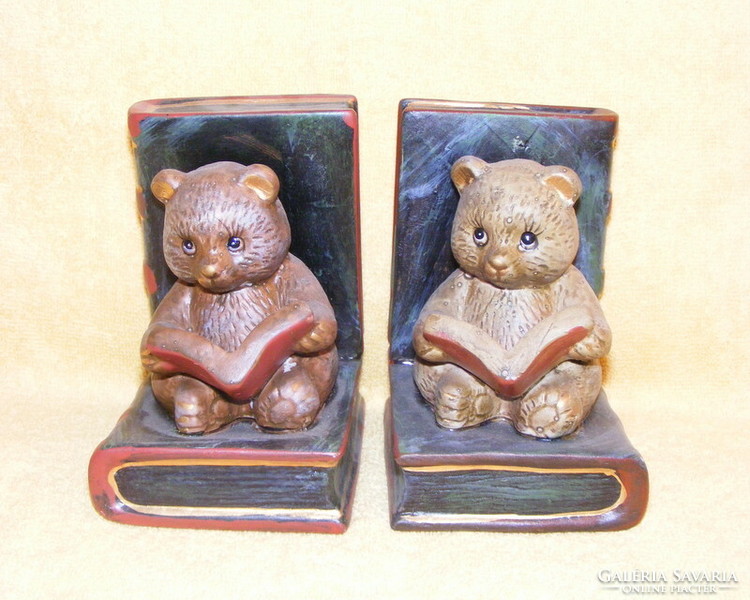 Pair of ceramic bear bookends