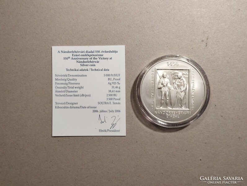 Magyarország-A Nándorfehérvári diadal 550. évf, ezüst, 5000 Ft, 2006 BU