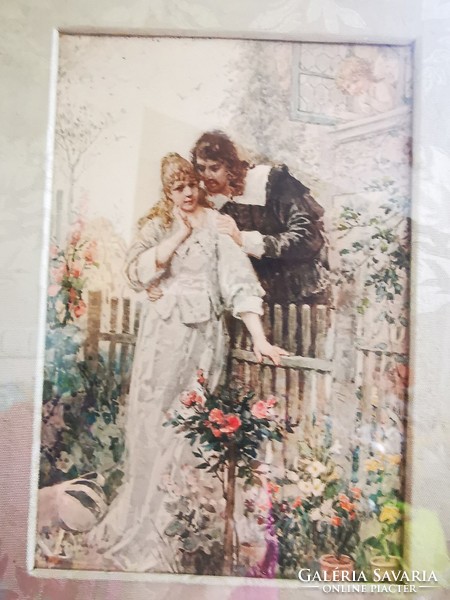 Old French romantic scene watercolor