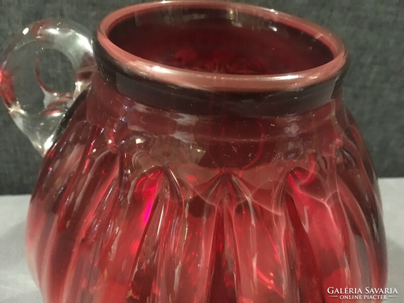 Antique thick-walled Murano jug!! Burgundy gradient!! 18X18cm!!