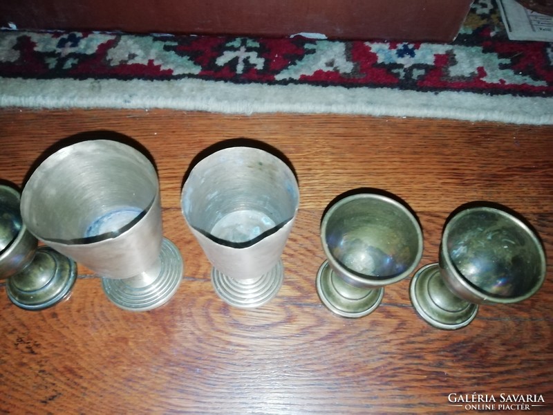Antique copper glasses, 6 different pieces