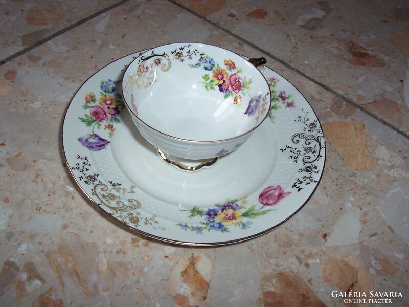 Floral breakfast plate and coffee cup