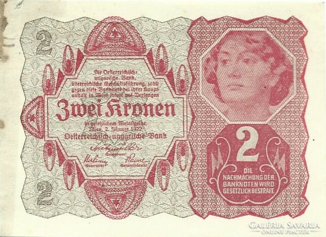 2 korona kronen 1922 Ausztria 3.