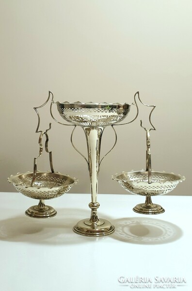 Silver-plated 3-piece centerpiece, tray, candy, cake, candy, bonbon tray