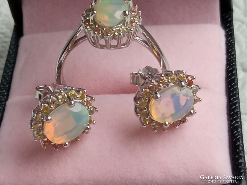 Ethiopian fire opal 925 silver earrings