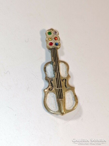 Antique violin, double bass brooch (1096)