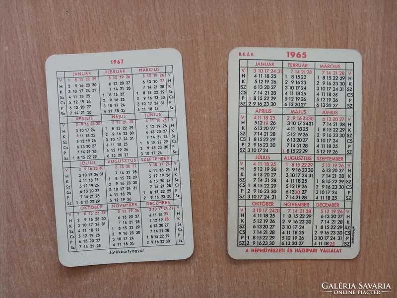 Card Calendar 1965, 1967