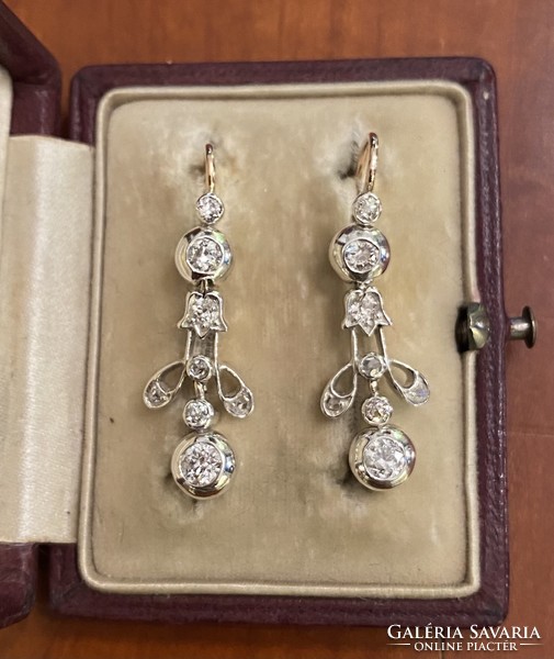 Old turn-of-the-century gold earrings with old cut diamonds!