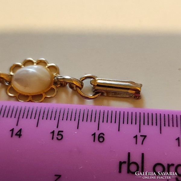 Lightly gold-plated bracelet with cat's eye 17 cm