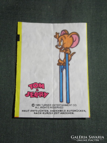 Rágópapír címke, Germany chewing gum insert. TOM & JERRY tattoo,1989