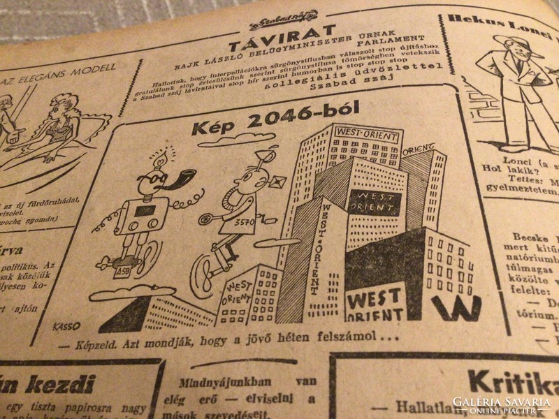 Kasso eredeti karikatúra rajza a Szabad Száj c. lapnak  13,5 x 21,5 cm