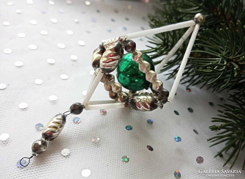 Régi gablonz üveg karácsonyfa dísz  11cm