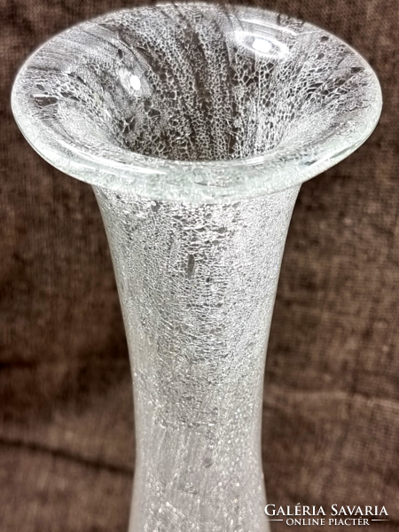 Repesztett magas fehér Fátyolüveg fátyol karcagi berekfürdői üveg váza