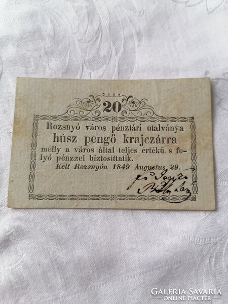 Rozsnyó 1849 for 20 pengő krajcár