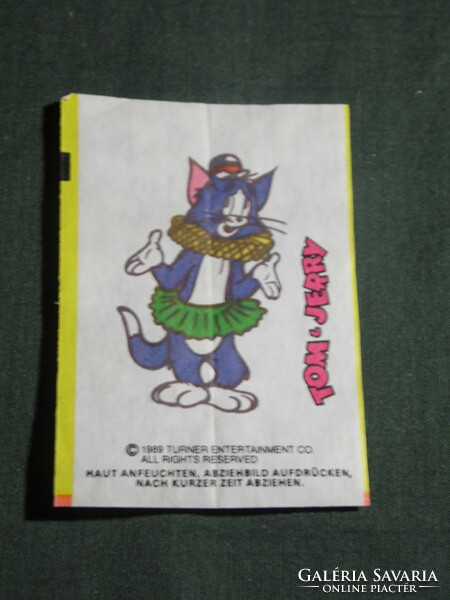 Rágópapír címke, Germany chewing gum insert. TOM & JERRY tattoo ,1989