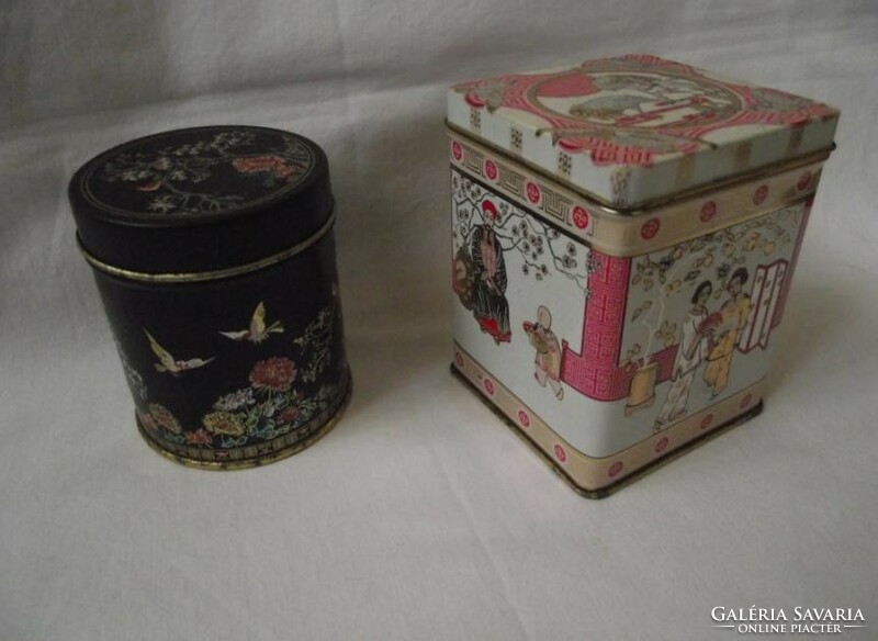 Oriental tea herb holder metal box 2 pcs