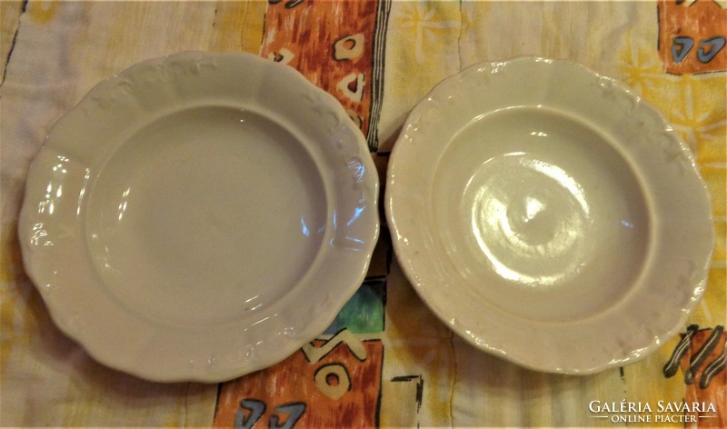 2 White Zsolnay deep plates with shield seal / 22.5 Cm / also available for replacement...