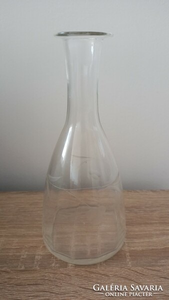 Likőrös palack, metszett üveg , régi darab