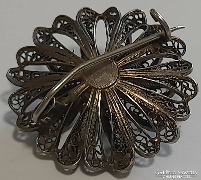 Antique silver filigree brooch