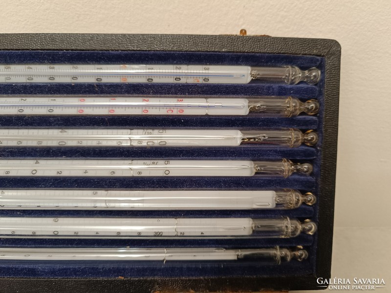 Antik hőmérő készlet kémiai vegyész orvosi eszköz 7 darab 808 8226