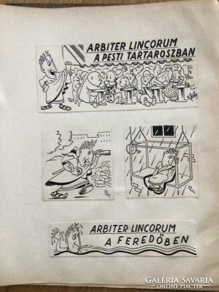 Göböly Sándor 4 db eredeti karikatúra rajza a Szabad Száj c. lapba  29 x 16 cm lapméret