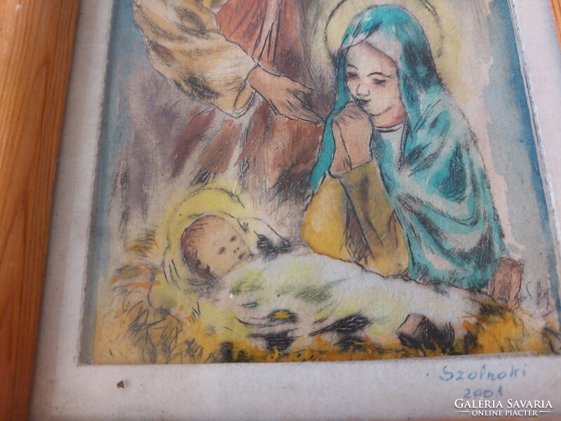 (K) Szent család festmény 15x19 cm kerettel