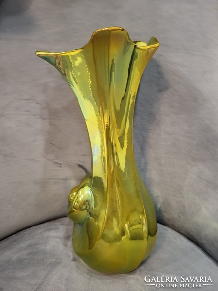 A rare large-scale eozin vase by Zsolnay