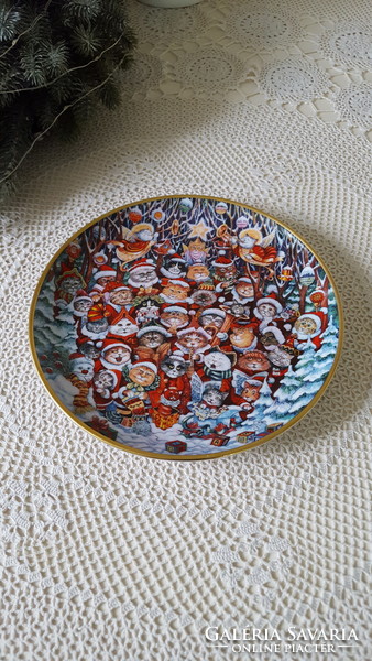 Christmas decorative plate with a cat, limited Franklin as porcelain