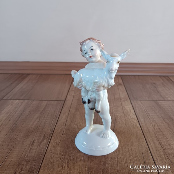 Antik Rosenthal porcelán fiú kiskecskével