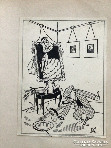 Original cartoon drawing by András Mészáros from the free mouth. In the paper