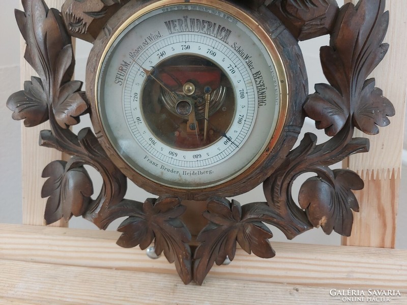 (K) Antik barométer, hőmérő különlegesség Franz Bruder Ónémet stílus