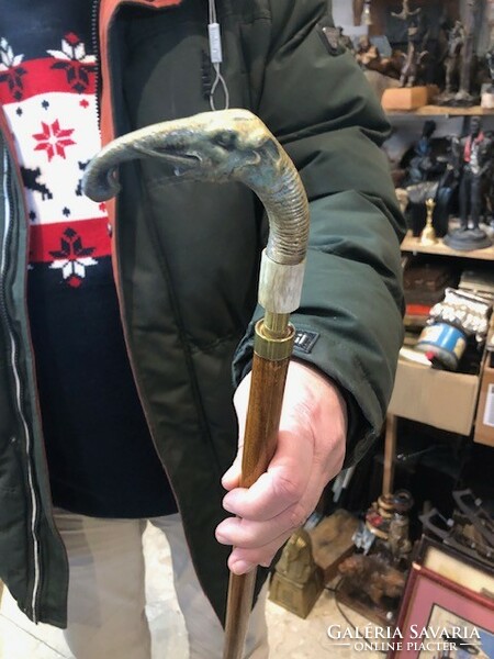 Dagger walking stick, art deco, old, 95 cm long. Elephant head.