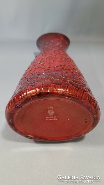Flawless! Modern vase of Zsolnay eozin ox blood, shrink glaze