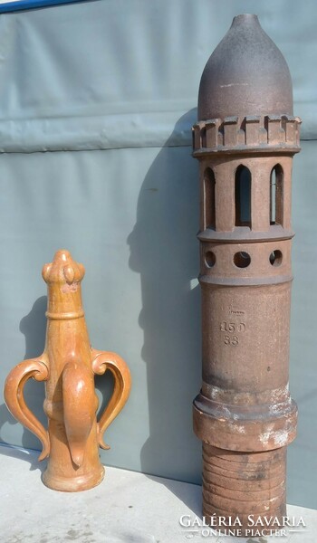 Antique Zsolnay pyrigranite chimney, roof ornament