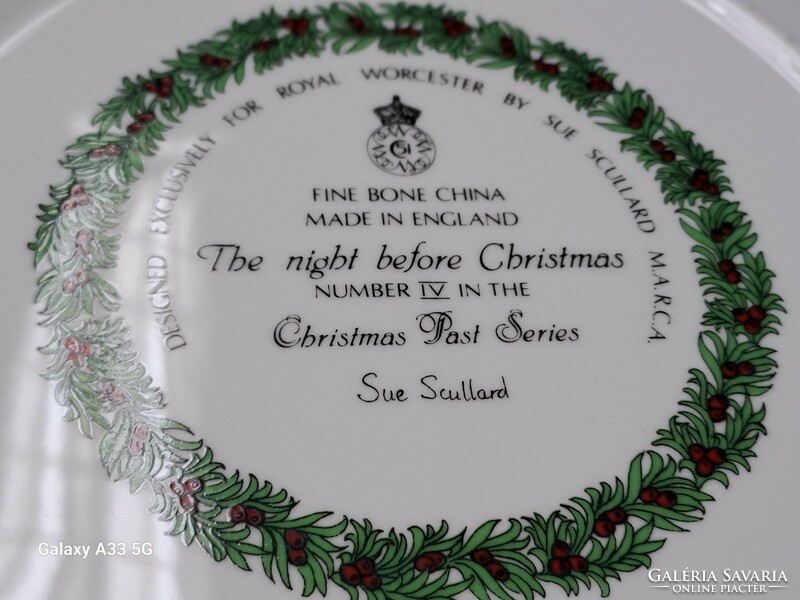 Royal Worcester angol porcelán dísztányér karácsonyi jelenettel