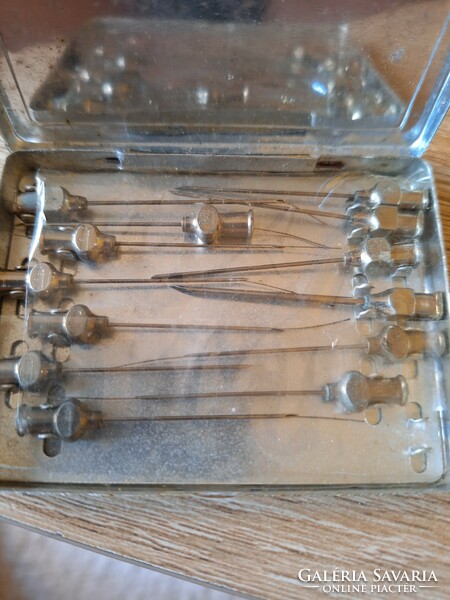 Old metal medical syringe