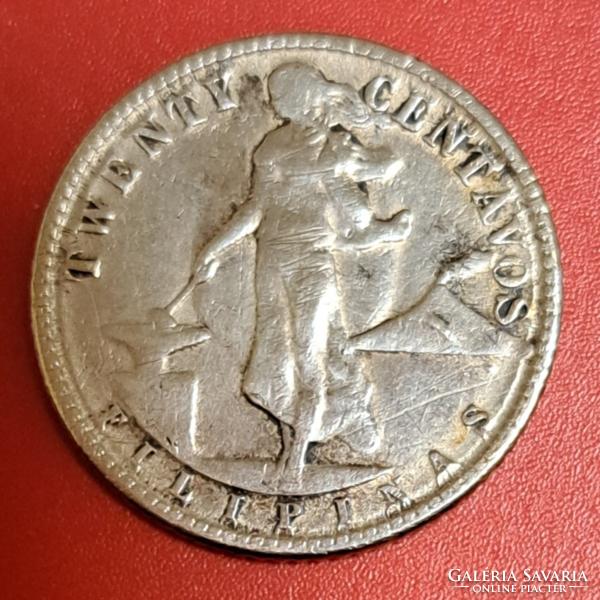 1945. Ezüst  20 Centavos Fülöp-szigetek (G/27)