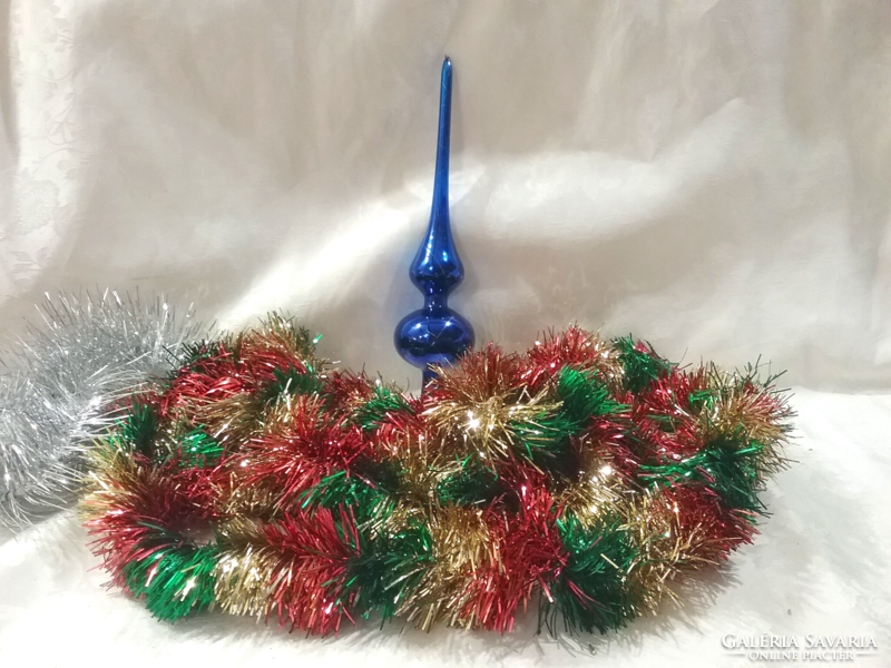 Old glass Christmas tree top decoration and old boa