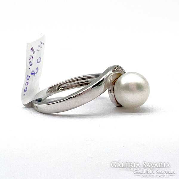White gold ring with pearls - ek13