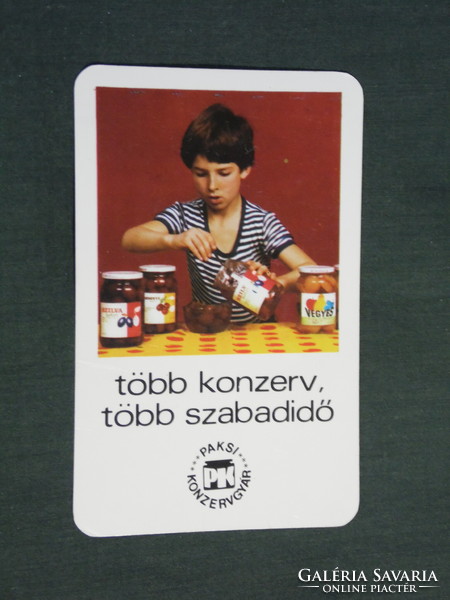 Kártyanaptár, Paks konzervgyár, befőtt, gyerek modell 1981,   (4)