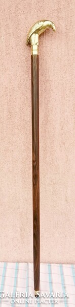 Bronze handle walking stick, with eagle bird, abrasion, in perfect condition, unique rarity