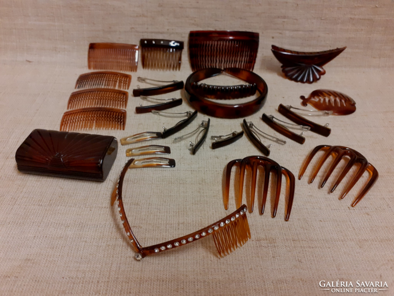 Retro amber colored French hair clips bun pins hair clip combs with piere drum set 25-pcs