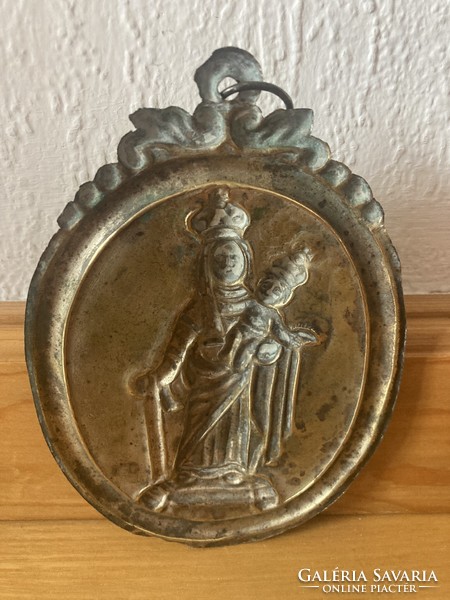 Mary's little Jesus ex voto silver-plated copper