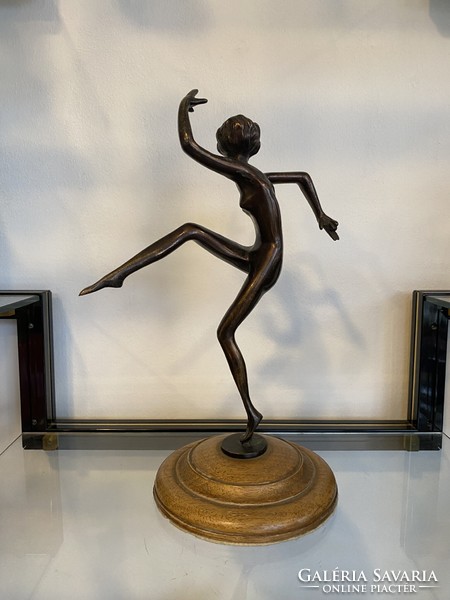 Sándor Bakonyi art deco dancer bronze statue