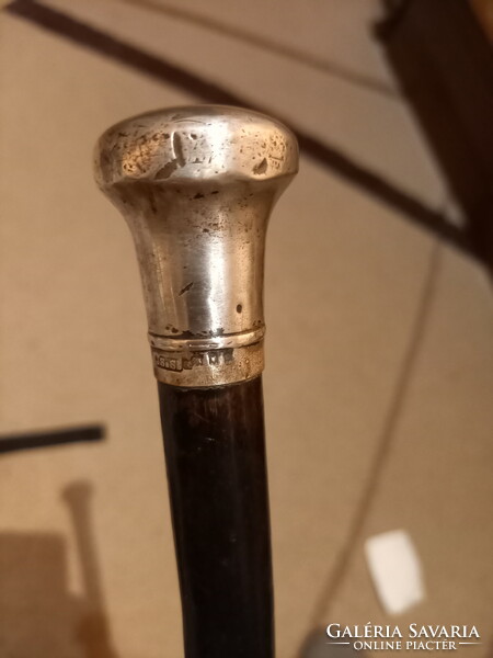 Antique walking stick with beautiful silver handle (1909)